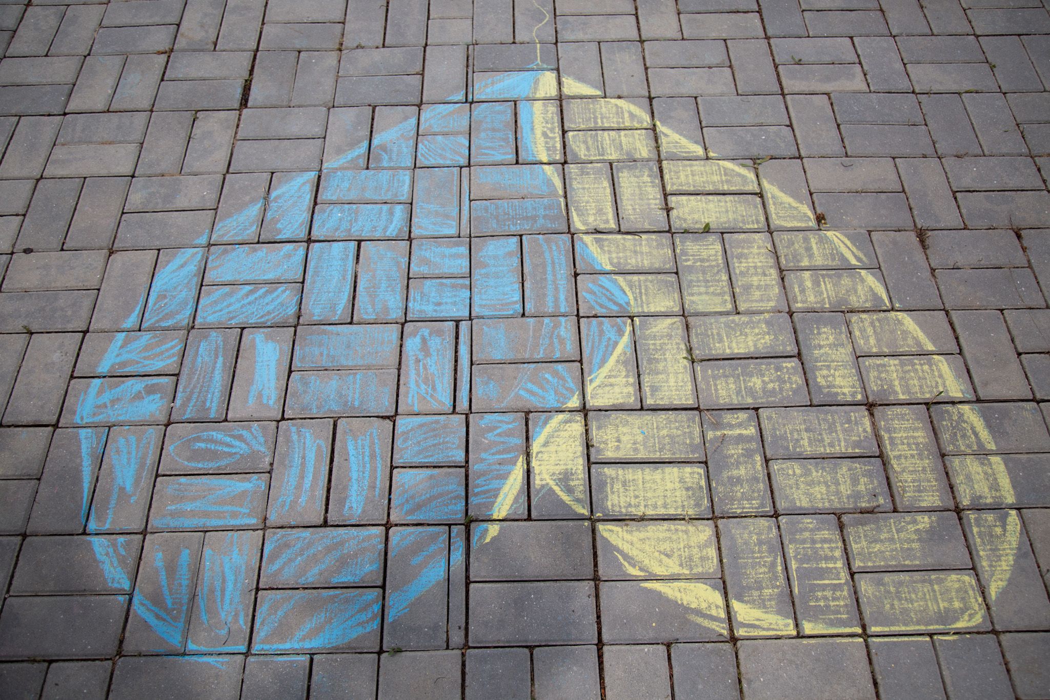 Ukrainian heart outside a school